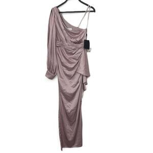 New Ieena For Mac Duggal Pink One Shoulder V-Neck Draped Dress 55398 Size 6
